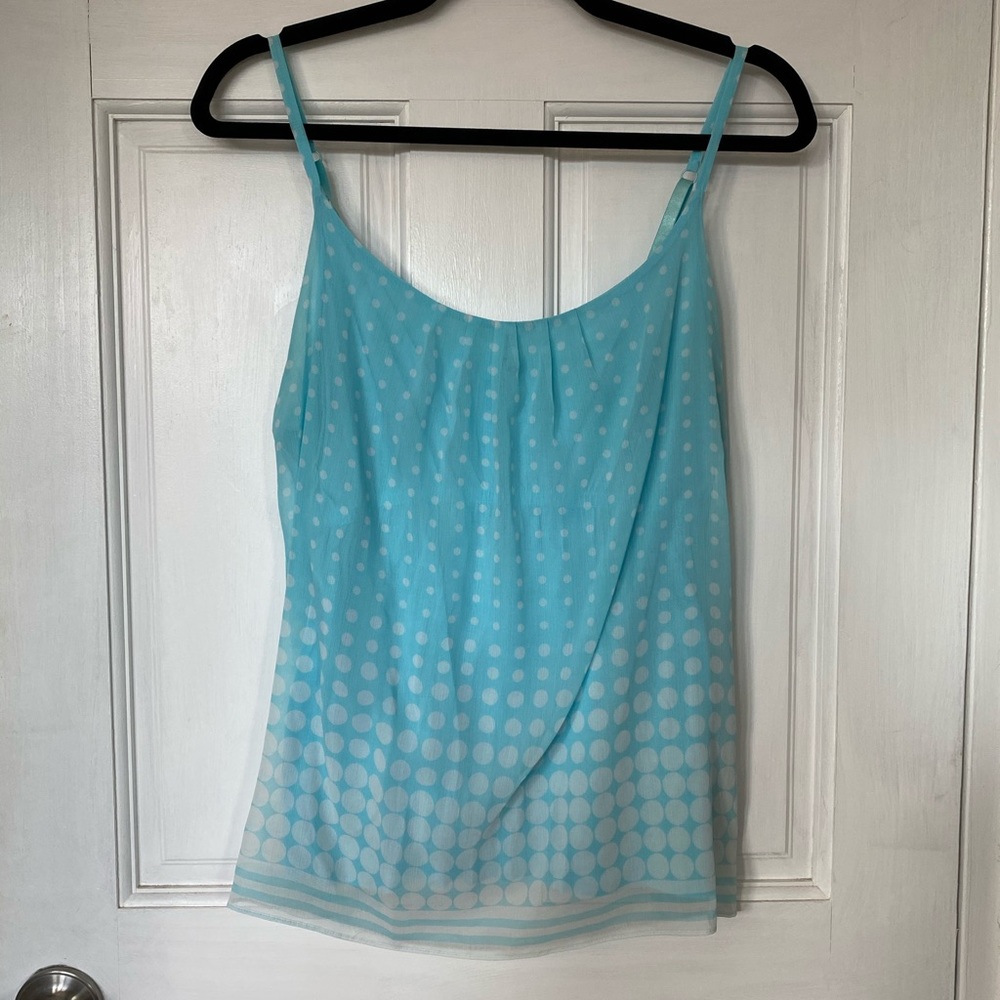 Light blue polka dot and stripe tank top